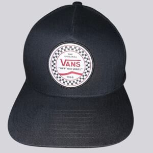 Vans Off The Wall Black Snapback Hat Checkerboard Patch
